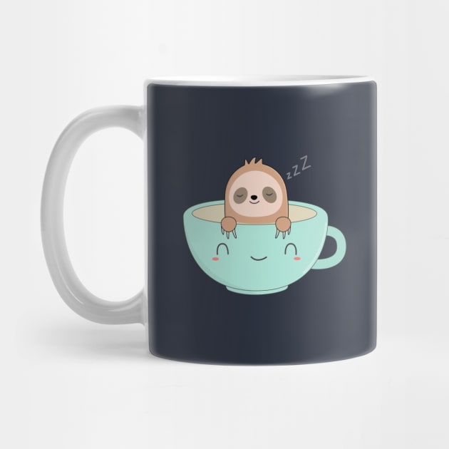 Cute Kawaii Sloth Coffee T-Shirt by happinessinatee